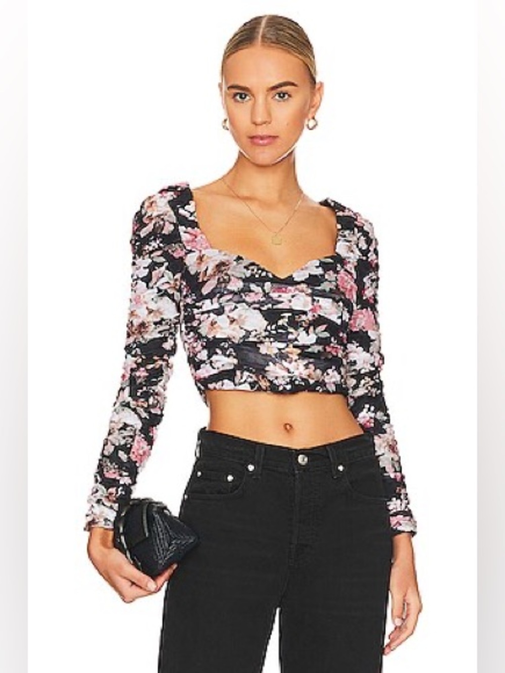 EUC ASTR Erica Top in Black & Multi
Floral (Size:S)